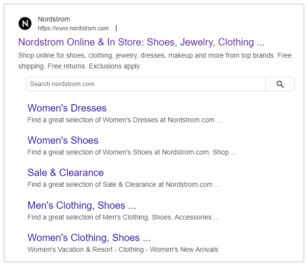 Nordstrom Homepage Meta Description